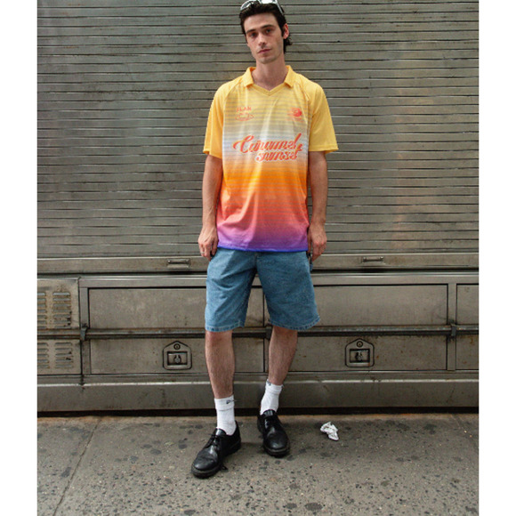 Flan Labs Caramel Sunset Soccer Jersey Mens XL Multicolor Ombre Street Sporty - Picture 3 of 12